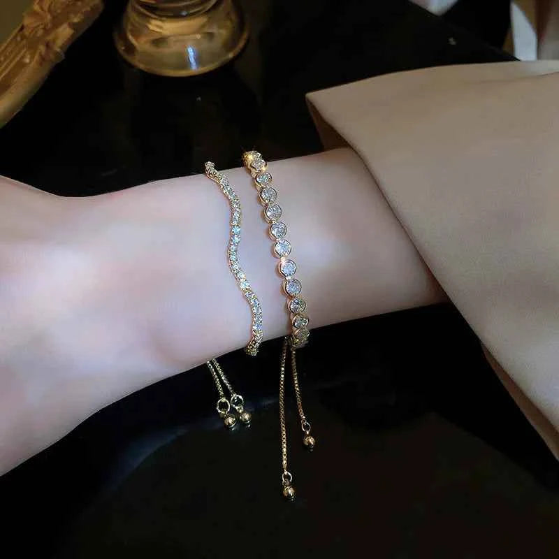Luxury Wave Geometry Adjustable Crystal Bracelet