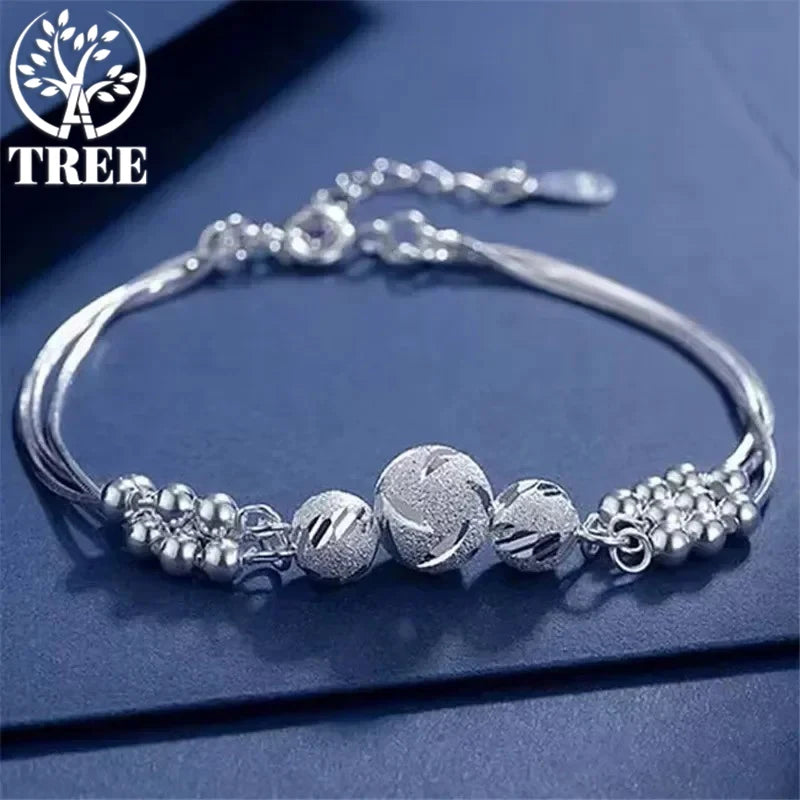 Sterling Silver Bracelet - adjustable with lucky beads and an original vintage design