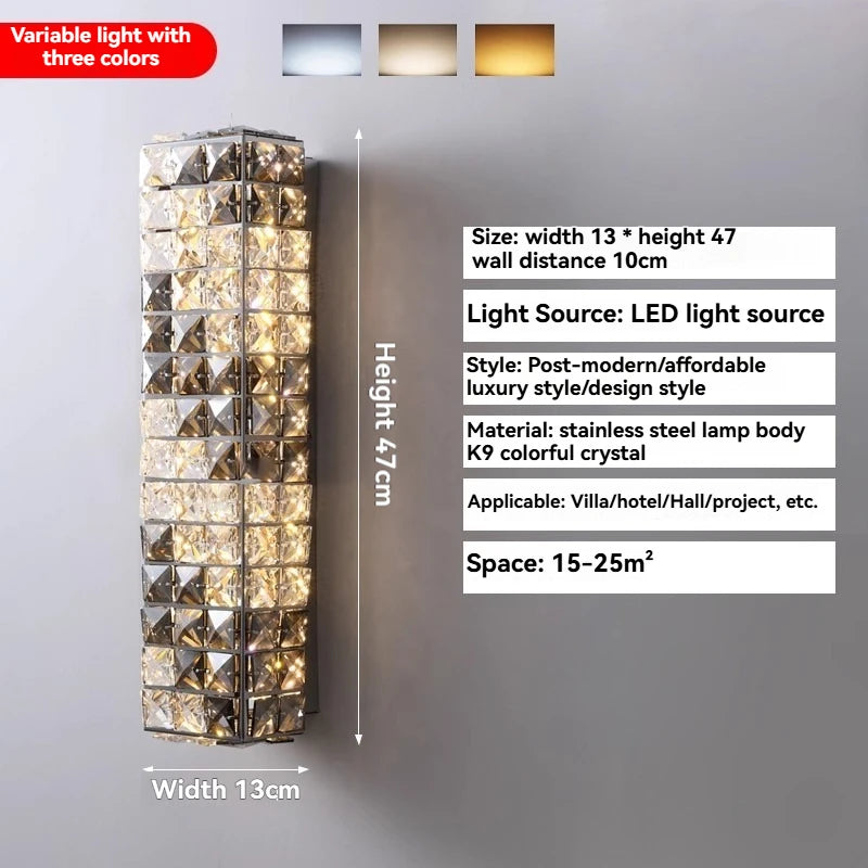 Elegant Crystal Wall Lamp - Dimmable Eye Care Lighting