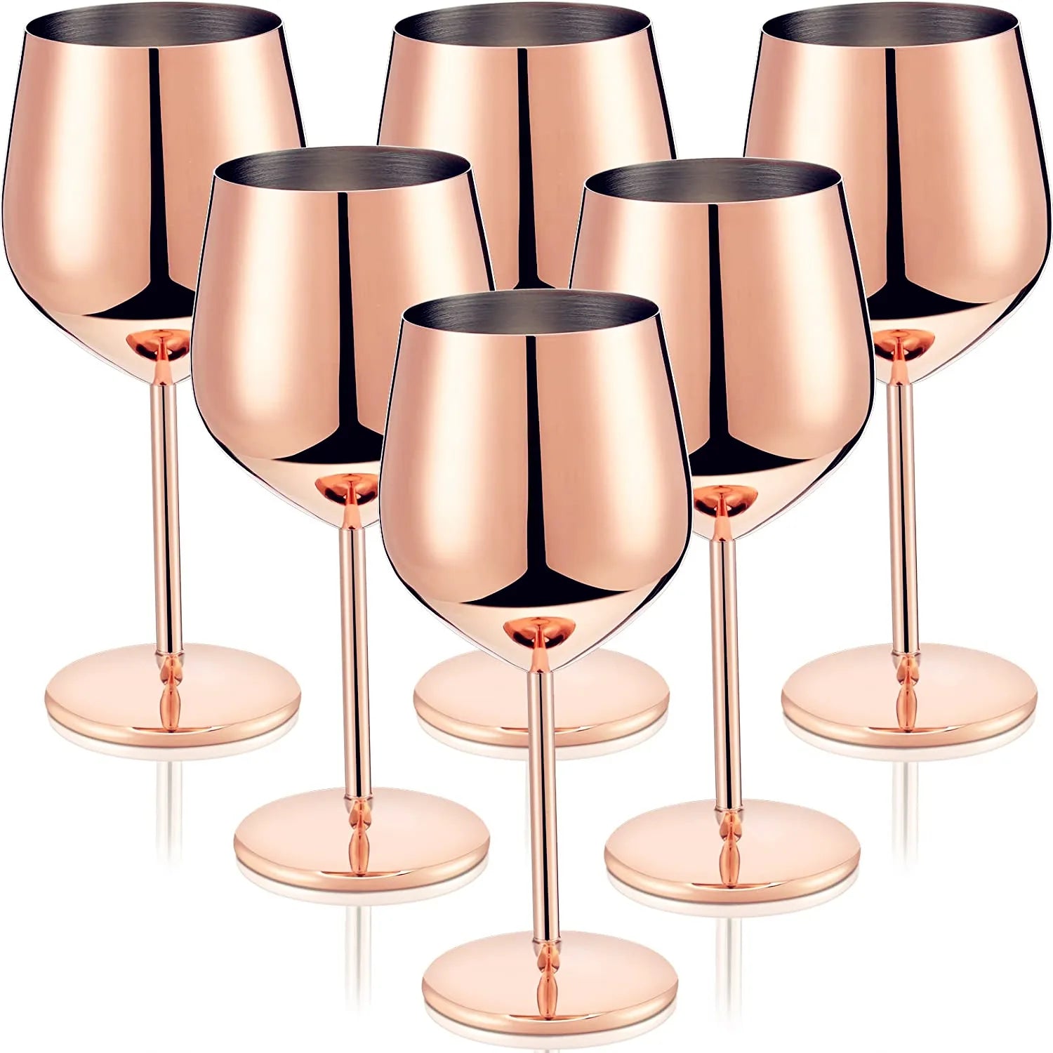 Unbreakable wine glasses - polished stainless steel stemware in gold, rose gold, and silver