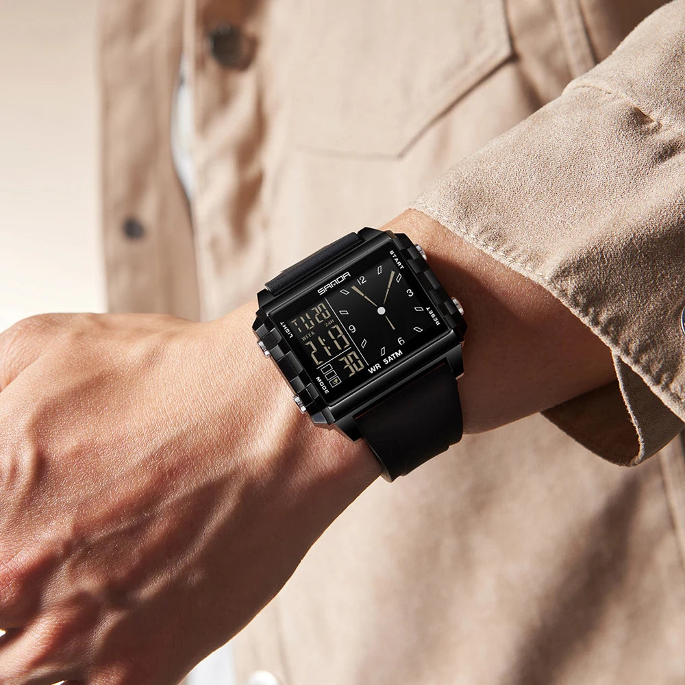 Premium Digital Sports Watch - Waterproof Square LED Timepiece