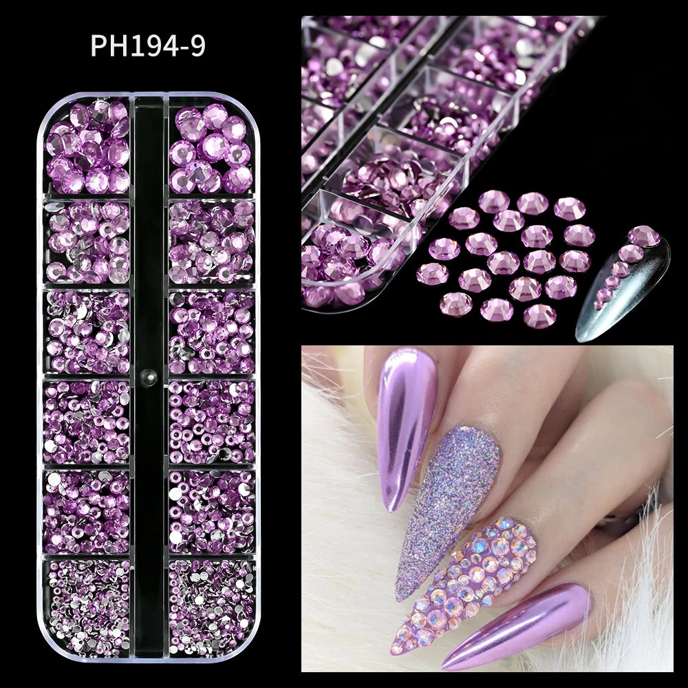 Luxury Pink Nail Rhinestones - Crystal Glitter Charms & Gems