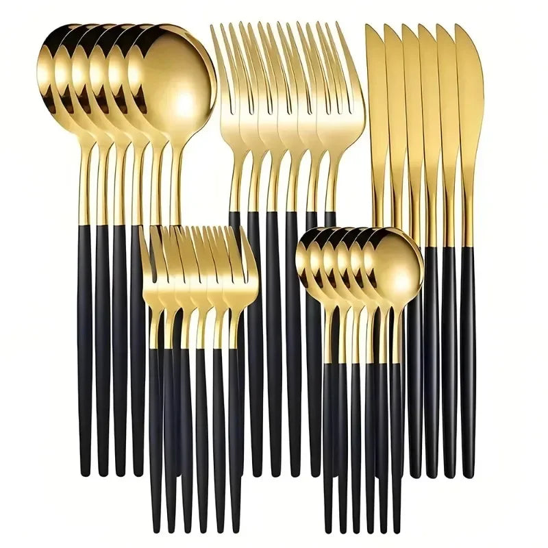 Elegant Gold Dinnerware Set - Premium Stainless Steel Cutlery