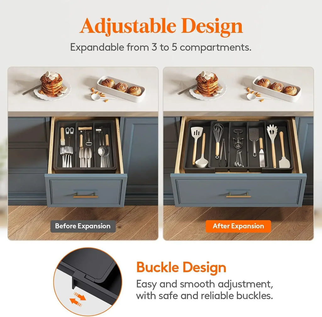 Premium Expandable Silverware Organizer - Adjustable Utensil Tray