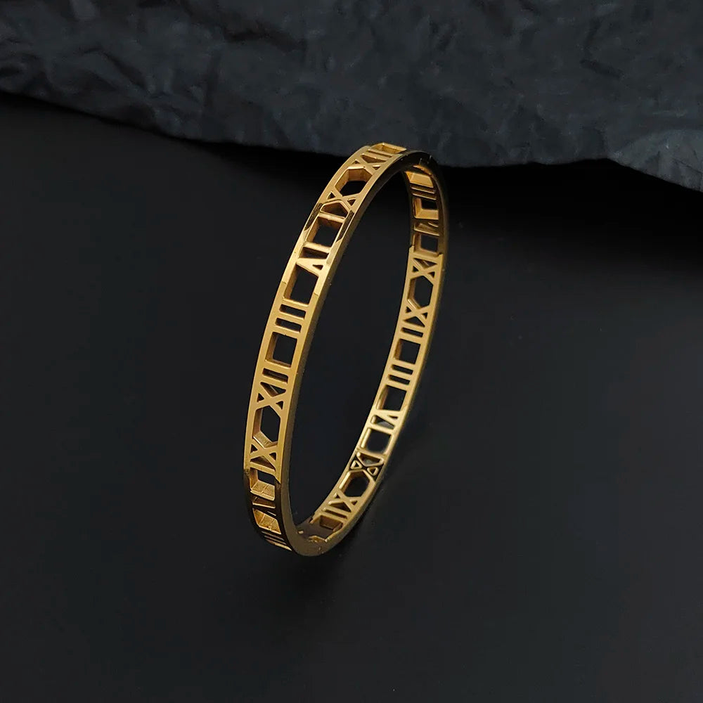 Luxury Crystal Roman Numeral Bracelet - Unisex Stainless Steel