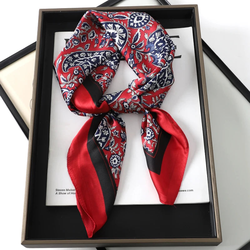 Luxury Silk Square Scarf - Elegant Hair Tie & Neck Band