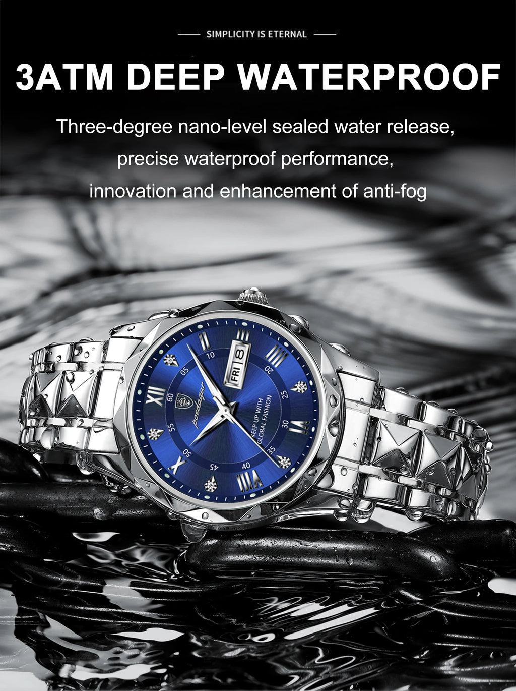 Luxury Men's Quartz Watch - Date & Week Display