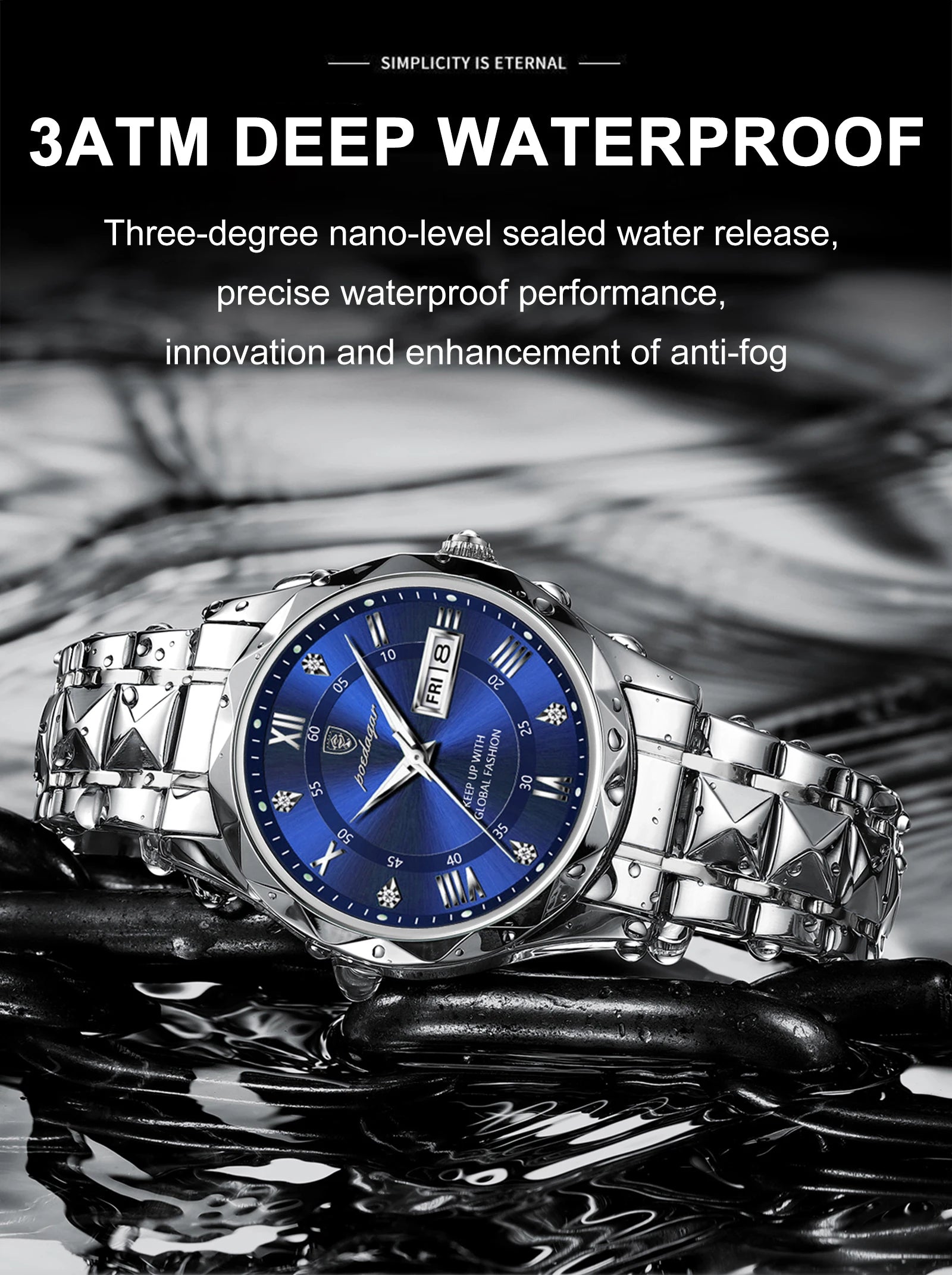 Luxury Men's Quartz Watch - Date & Week Display