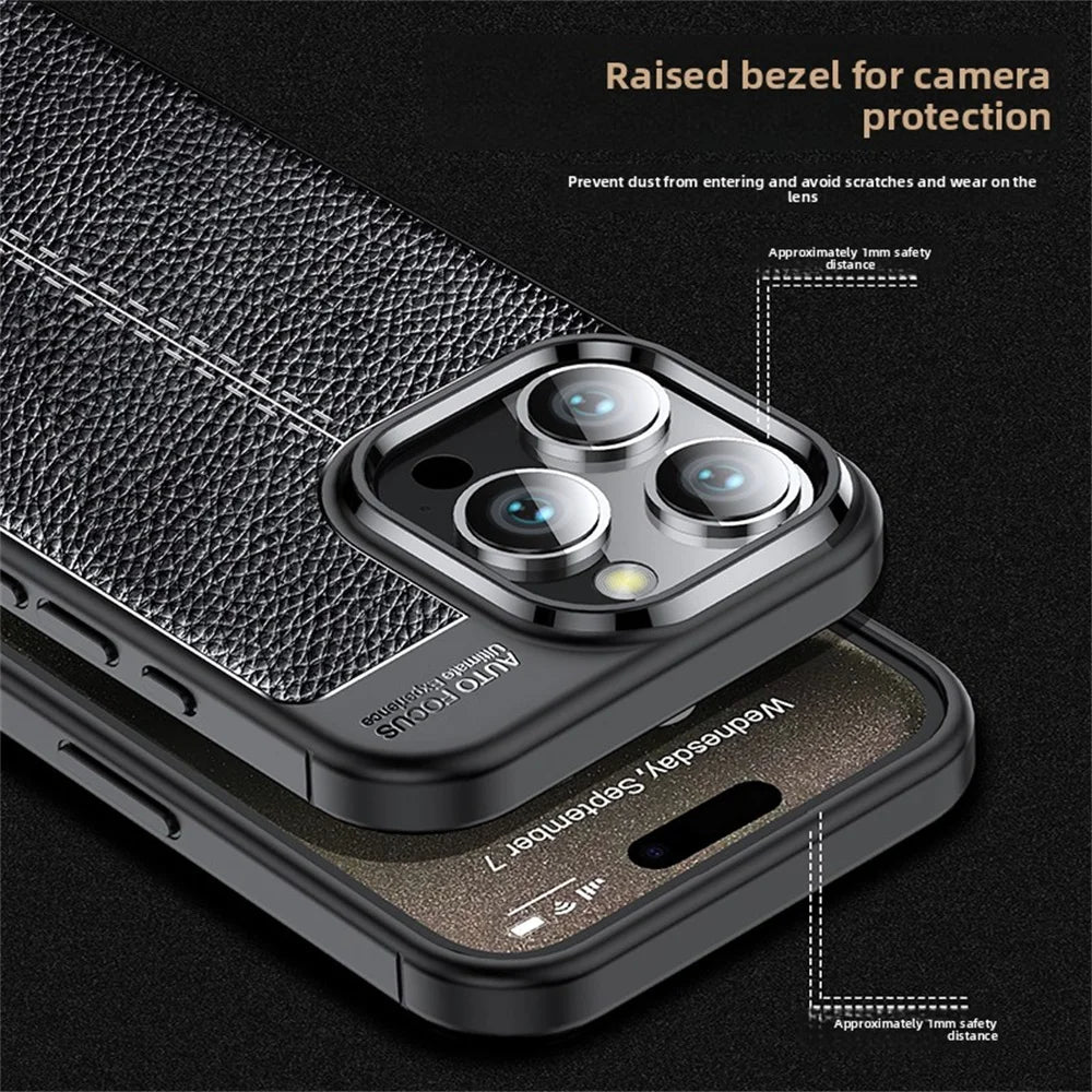 Premium iPhone Protective Case - Leather Texture Shockproof