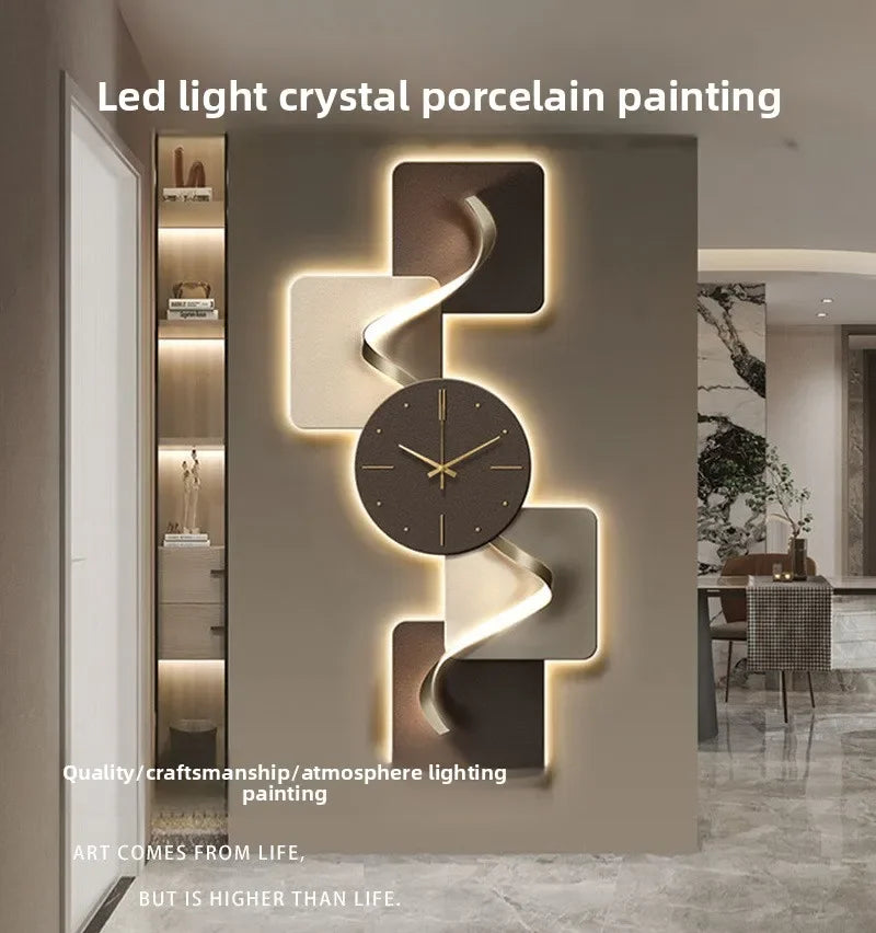 Elegant Modern LED Wall Clock - Frameless Carbon Crystal