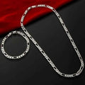 925 sterling silver figaro set - 4mm chain bracelet and necklace