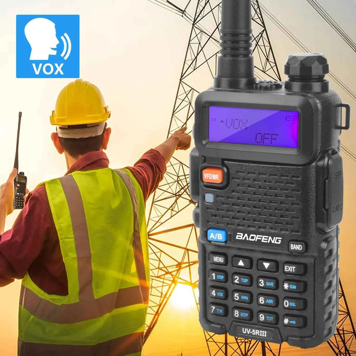 Professional Tri-Band Walkie Talkie - 128Ch 5W Two-Way Radio