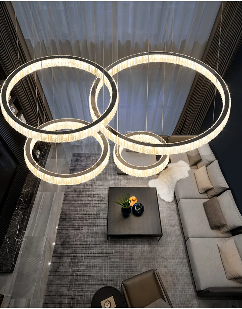 Elegant Crystal Ring Chandelier - Modern Dining Room Lighting