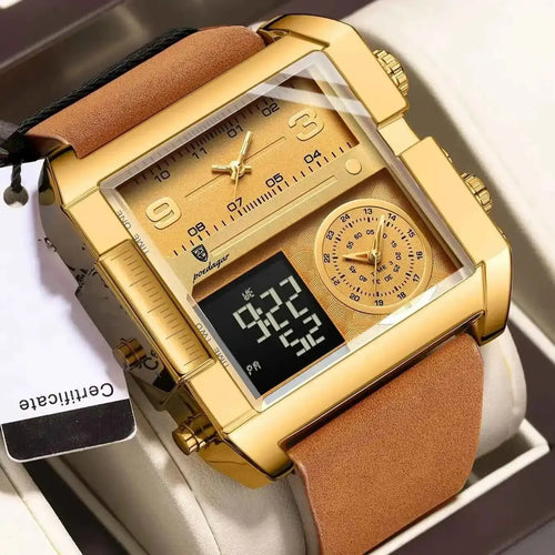 Elegant Men's Rectangular Quartz Watch - Waterproof & Luminous