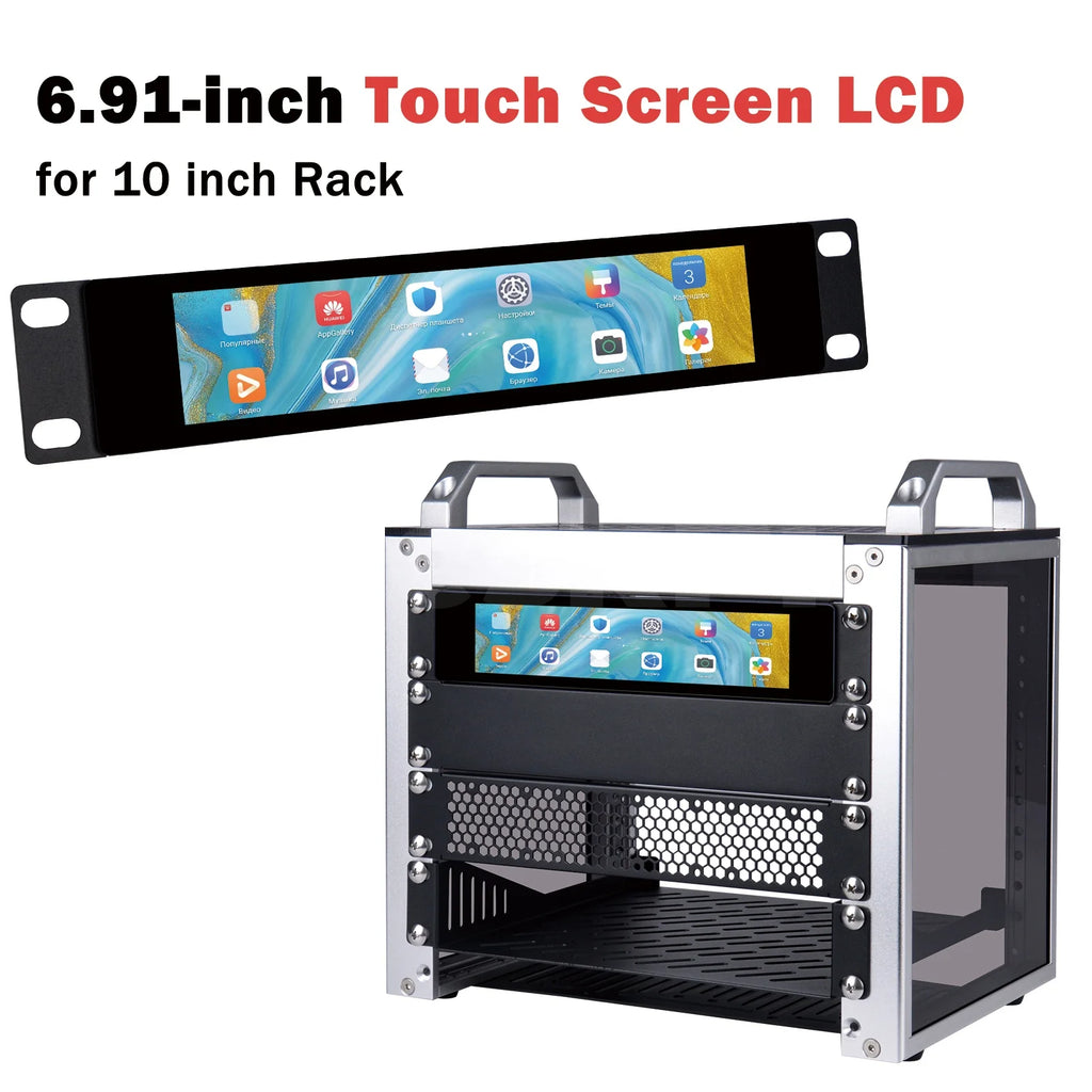 Premium 1U Rackmount Monitor - DeskPi 6.91-inch Touch Screen