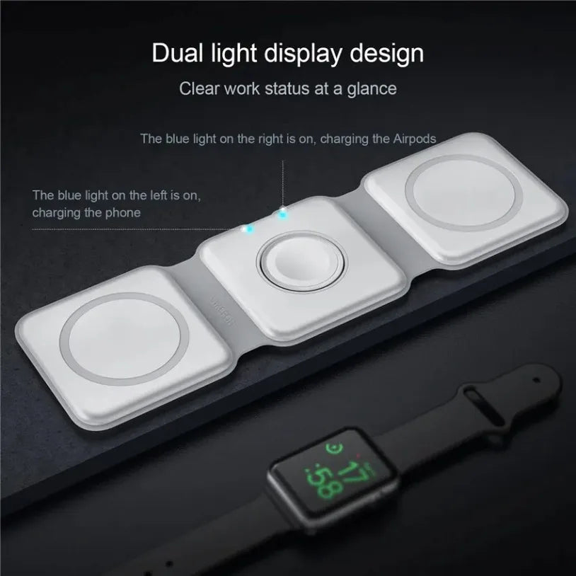 3-in-1 Wireless Charger - Magnetic Fast Charging Pad for Apple Devices