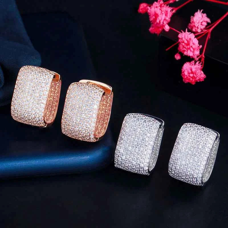 Luxury Cubic Zirconia Hoop Earrings - Brilliant Bridal Jewelry