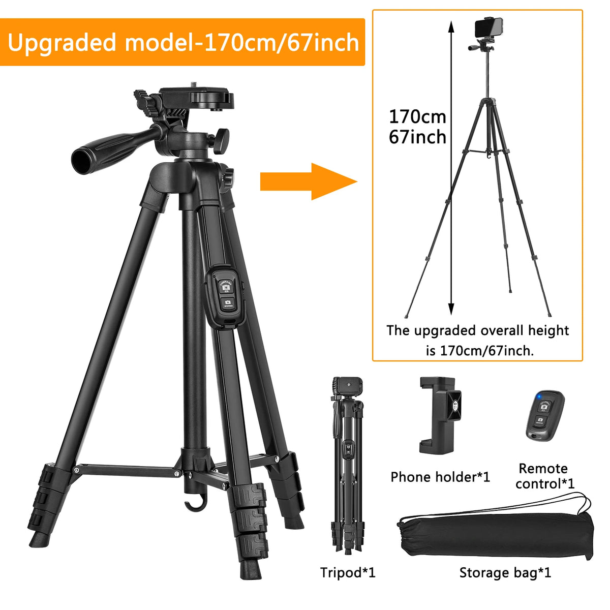 Professional 60" Camera Tripod with Remote & Travel Bag