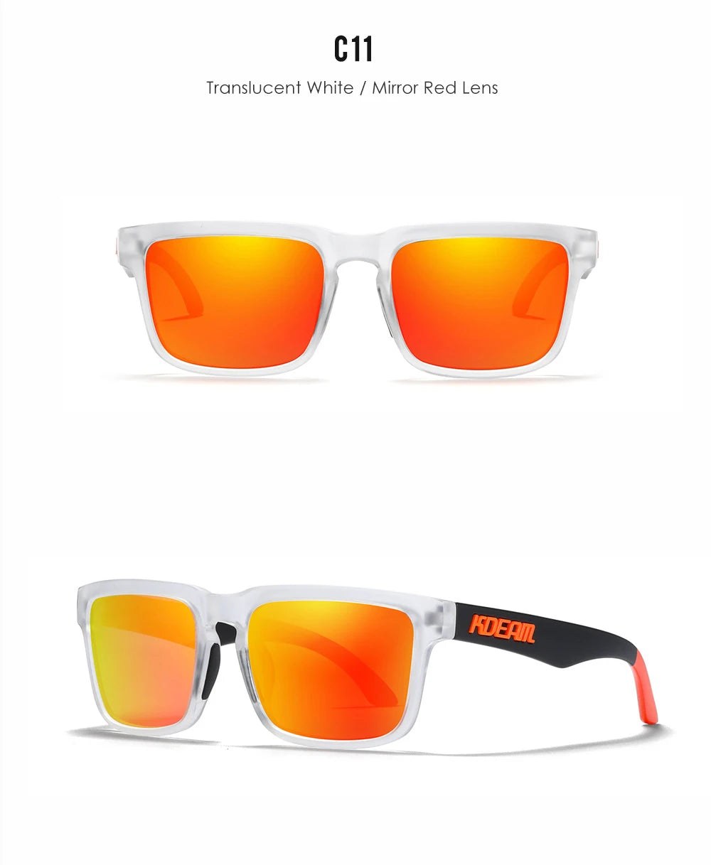 Premium Men Square Sunglasses - Polarized UV Protection & Mirrored Lens