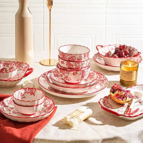 Elegant Luxury Red Dinner Set - Italian Ceramic Plates