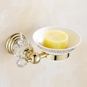 Luxury Crystal Gold Bathroom Hardware Set - Wall Mounted