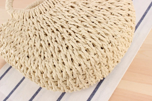 Elegant Women's Straw Tote - Handmade Beach Weaver