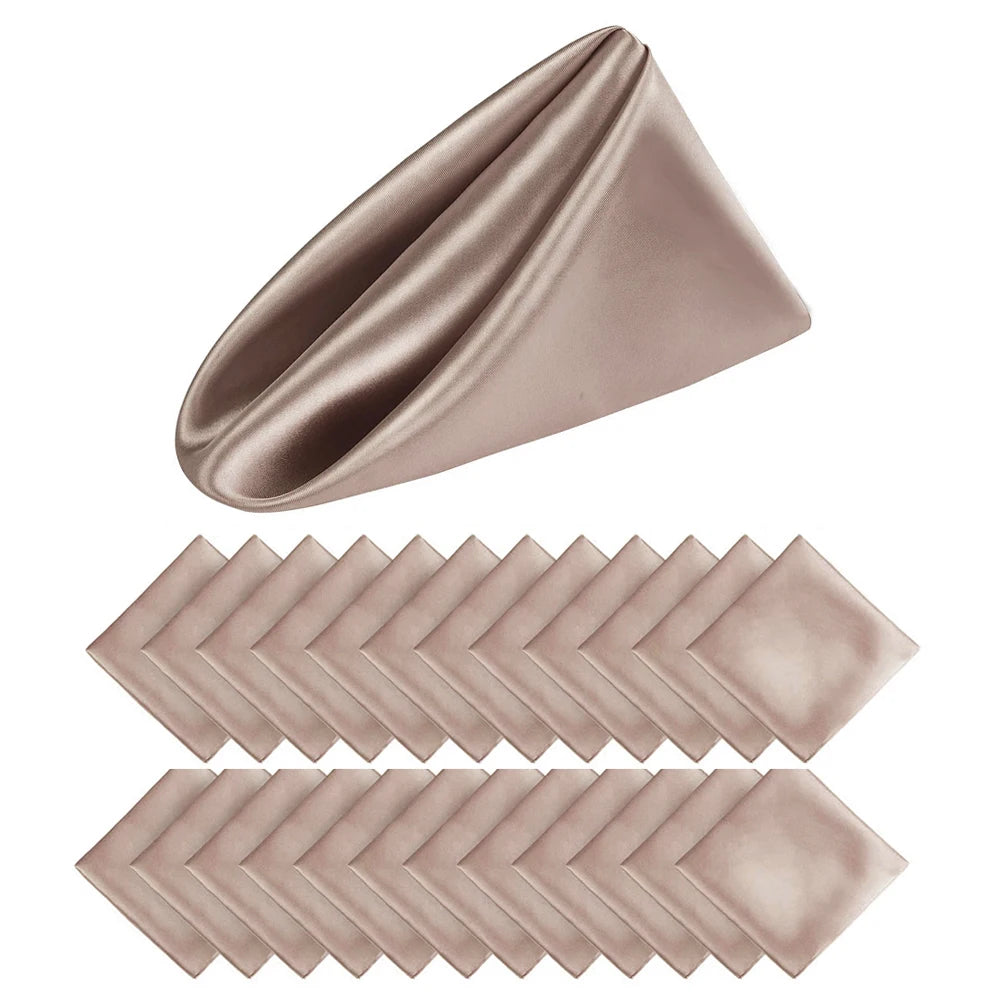 Elegant Satin Dinner Napkins - Set of 24 Square 12x12