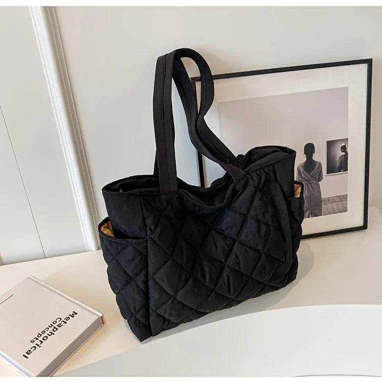 Elegant Quilted Tote Bag - Large Capacity Handbag