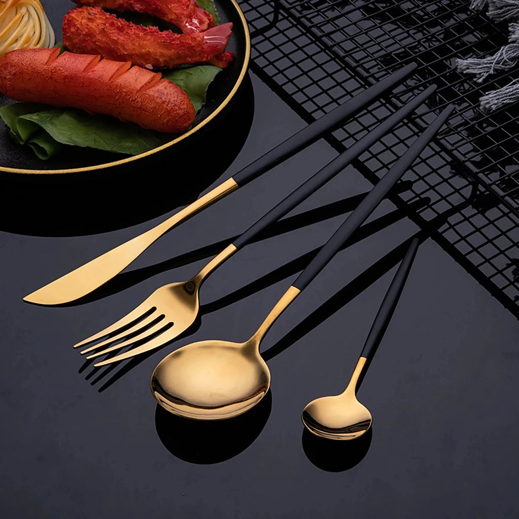 Elegant Gold Stainless Steel Flatware Set - 24 Piece