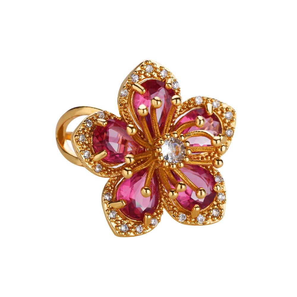 Luxury Gold Flower Ring - Premium Zircon Vintage Jewelry