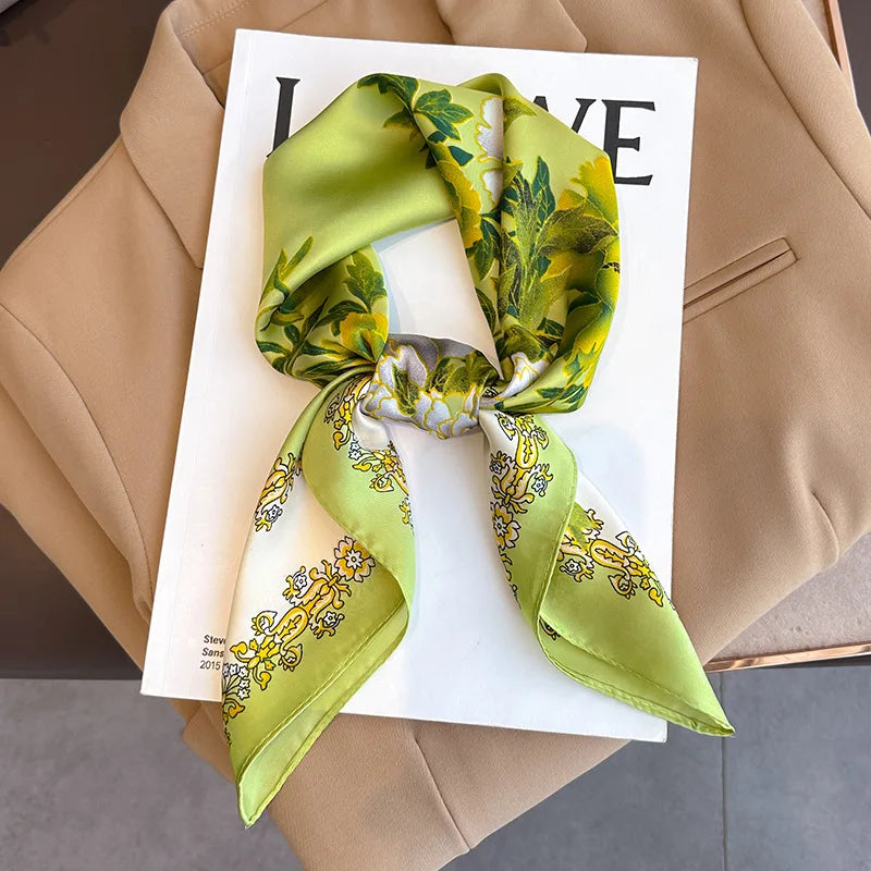 Luxury Silk Scarf - 70x70cm Square Shawl & Headband