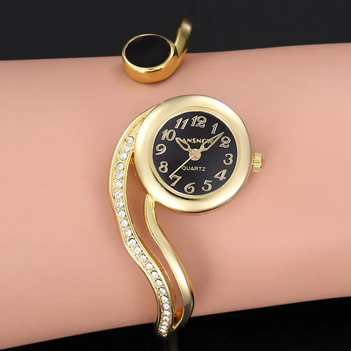 Elegant Ladies Quartz Watch - Rhinestone Stainless Steel