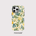 Premium Magnetic Shockproof iPhone Case - Floral Lemon Design
