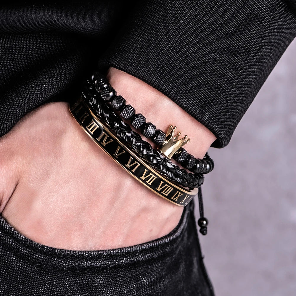 Luxury Men's Royal Crown Bracelet - Adjustable Stainless Steel