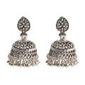 Elegant Indian Jhumka Earrings - Silver Flower Tassel Dangle Design