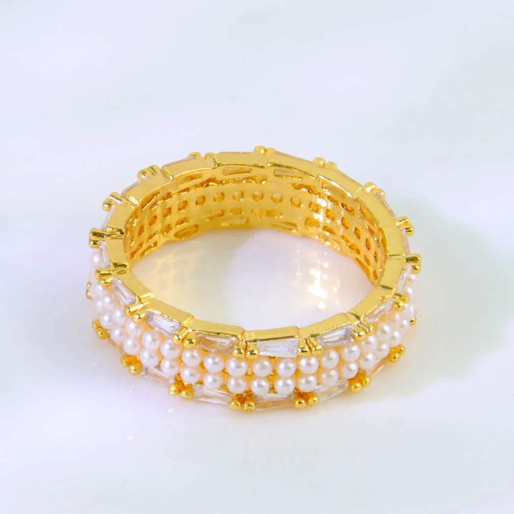 Luxury 21k Gold Plated Italian Zircon Cocktail Ring