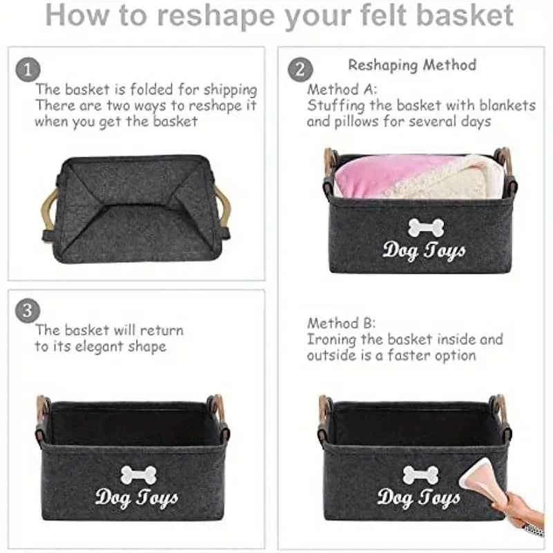 Premium Felt Pet Toy Box - Dog Organizer & Storage