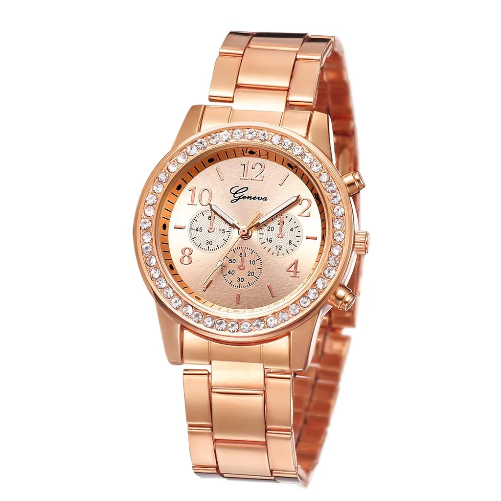 Elegant Ladies Rose Gold Watch - Stainless Steel Bracelet