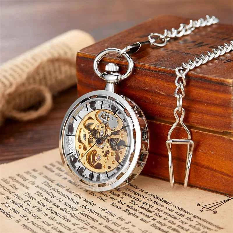 Luxury Mechanical Pocket Watch - Hollowed Gold Design