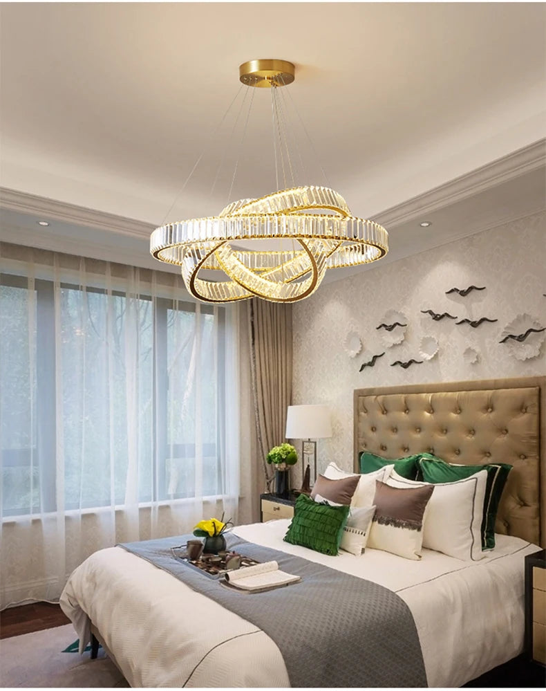 Elegant Crystal Ring Chandelier - Modern Dining Room Lighting