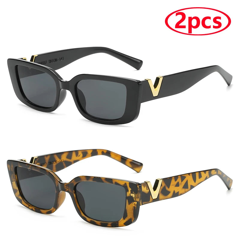 Luxury Vintage Rectangle Sunglasses - Classic Small Frame Eyewear