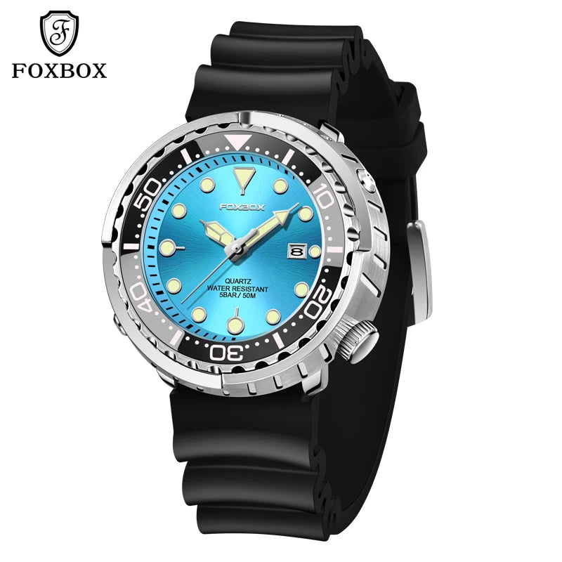 Luxury Mens Quartz Watch - 5ATM Waterproof Sports Clock
