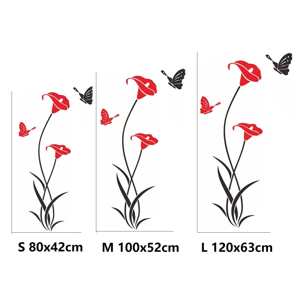 Elegant Butterfly Lily Wall Decals - Acrylic Mirror Art