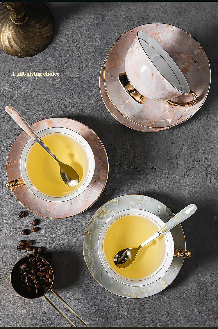 Elegant Bone China Coffee Set - Light Luxury European Style