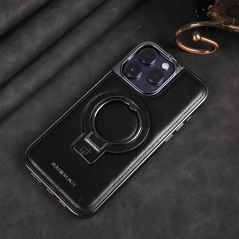 Premium Leather iPhone Case - Magnetic & Kickstand