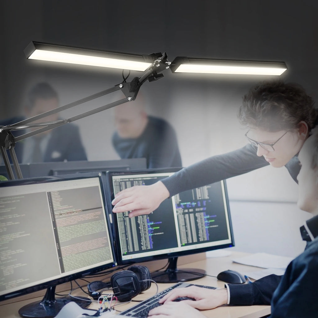 Premium LED Desk Lamp with Clamp - Auto Dimming & Bright