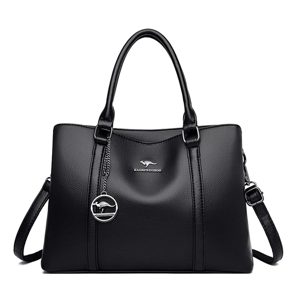 Luxury Leather Shoulder Bag - Elegant Crossbody Tote
