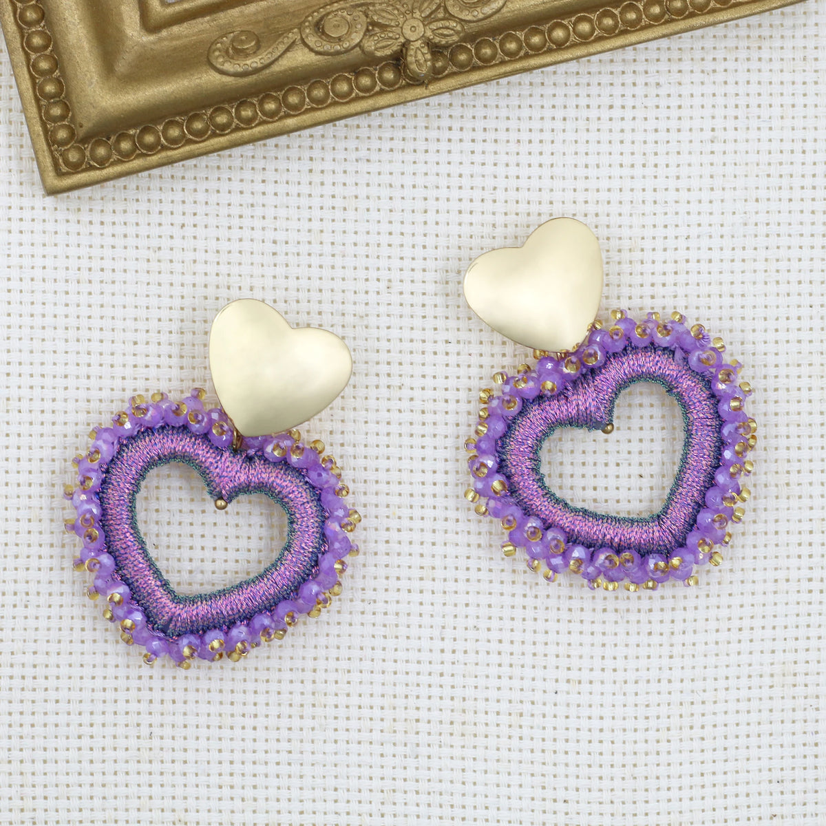 Elegant Heart Shape Drop Earrings - Handmade Crystal Jewelry