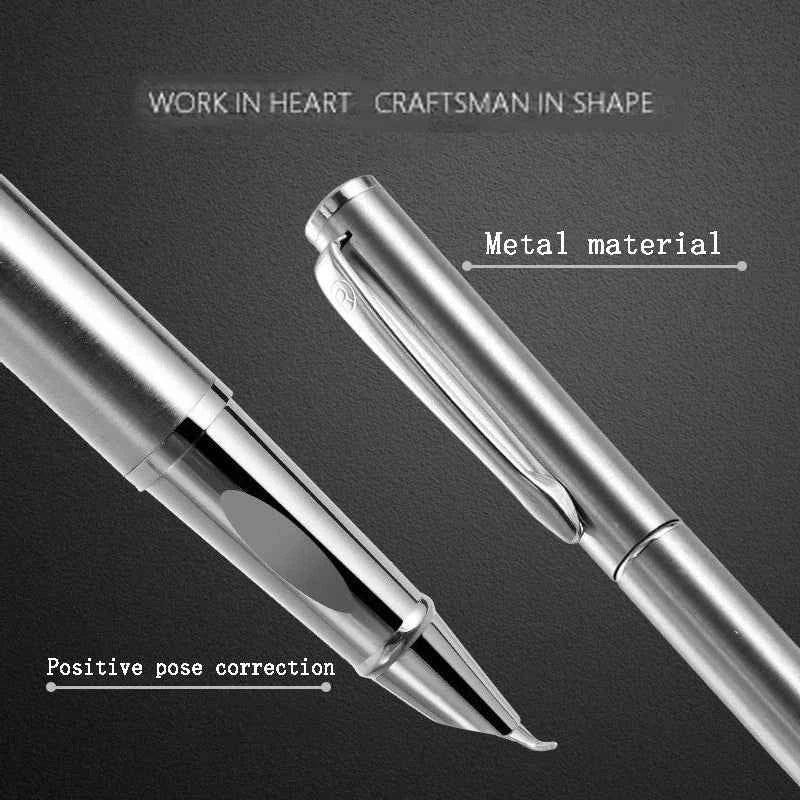 Luxury Metal Fountain Pen - Smooth Curved Nib & Signature Design
