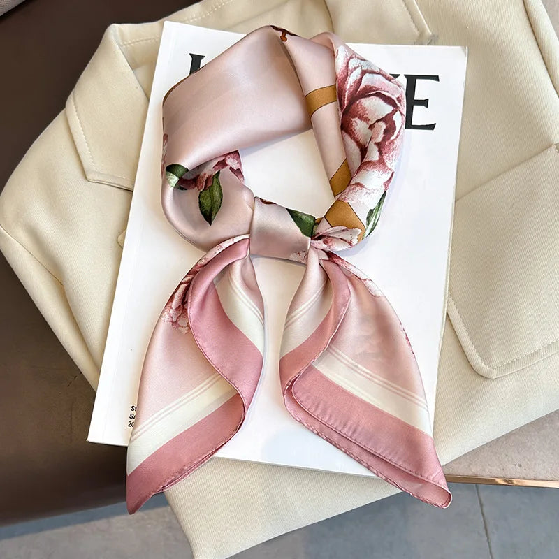 Luxury Silk Scarf - 70x70cm Square Shawl & Headband